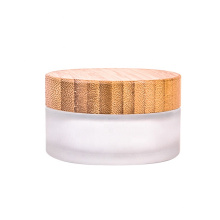 hot sell 120ml 4oz frost wide mouth cosmetic jar for skin care with wooden bamboo lid